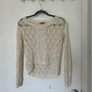 Women's Cream Crochet Lightweight Sweater